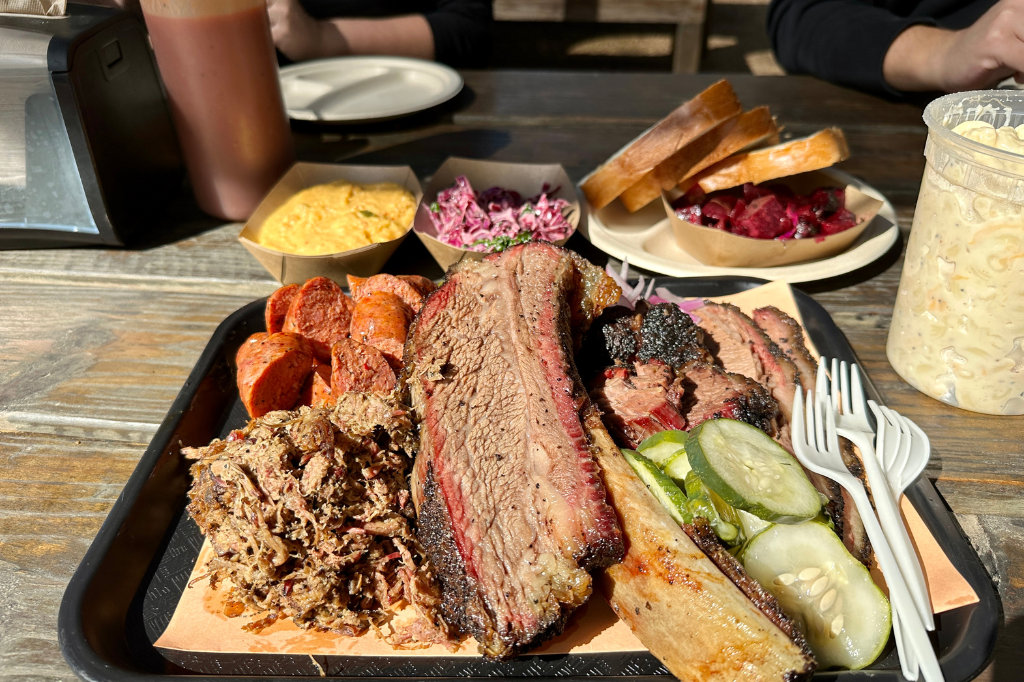 East Texas BBQ, served on bun with pickles