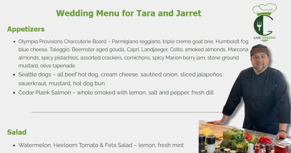 LivegreensPDX Wedding Catering Menu