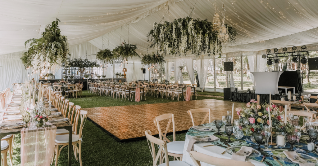 A white-themed event venue in Portland