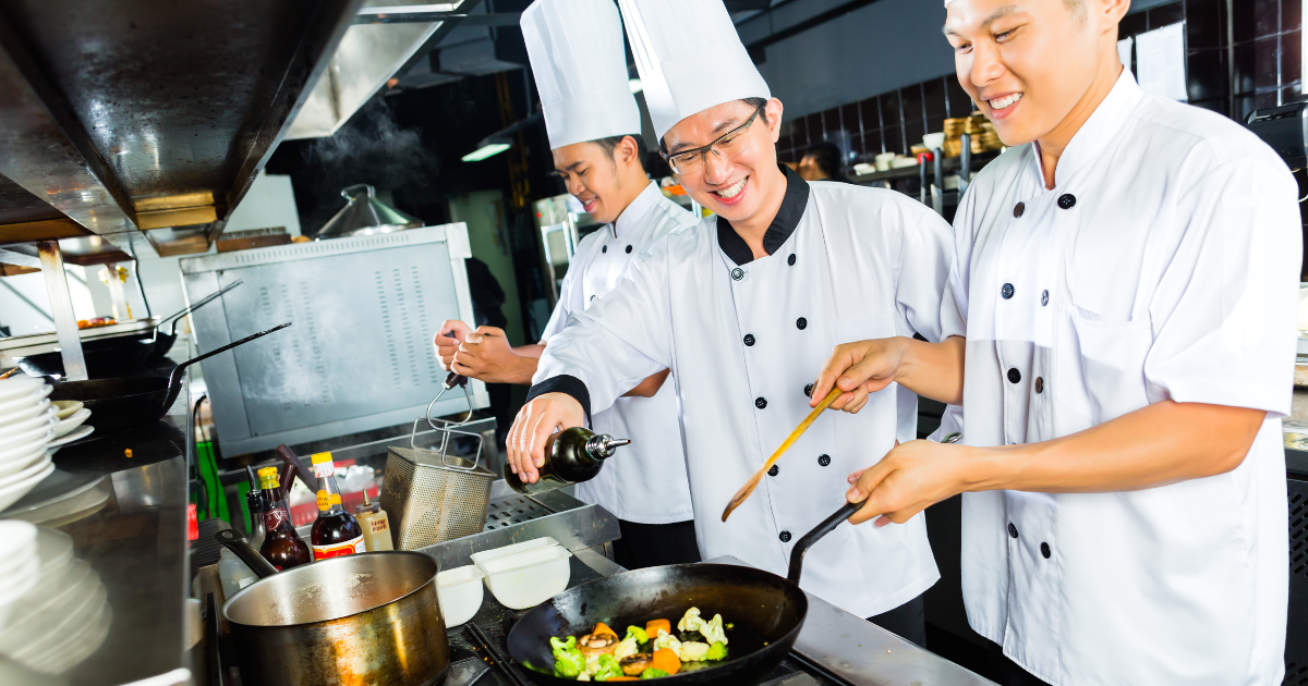 Professional Cooks catering for an event