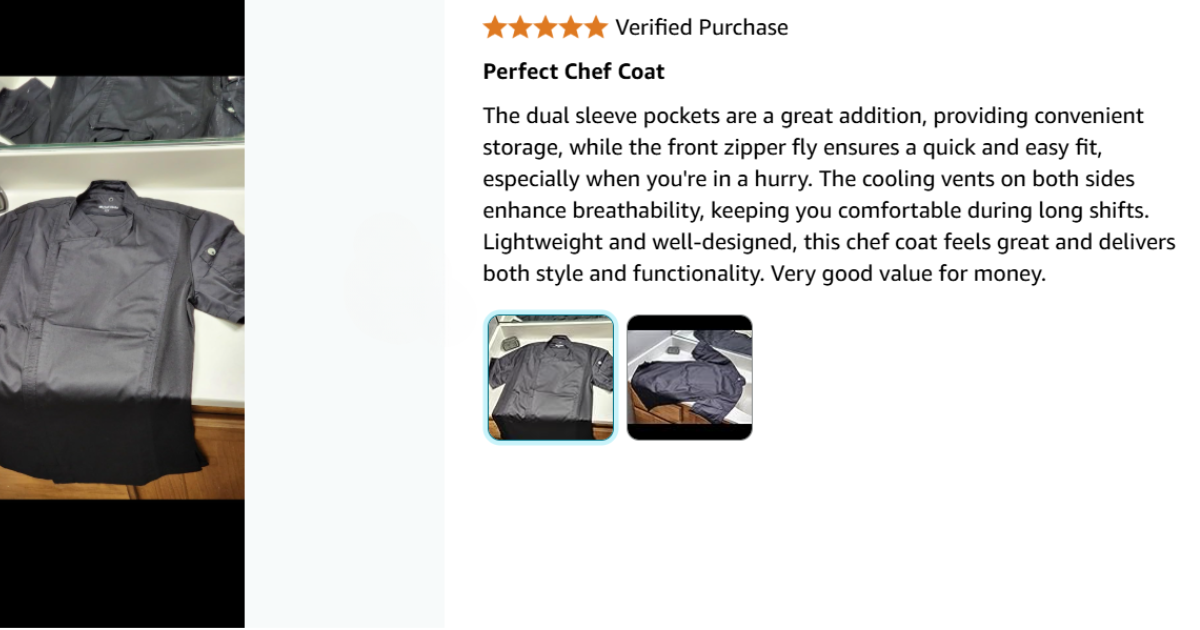 Springfield chef coat customer review
