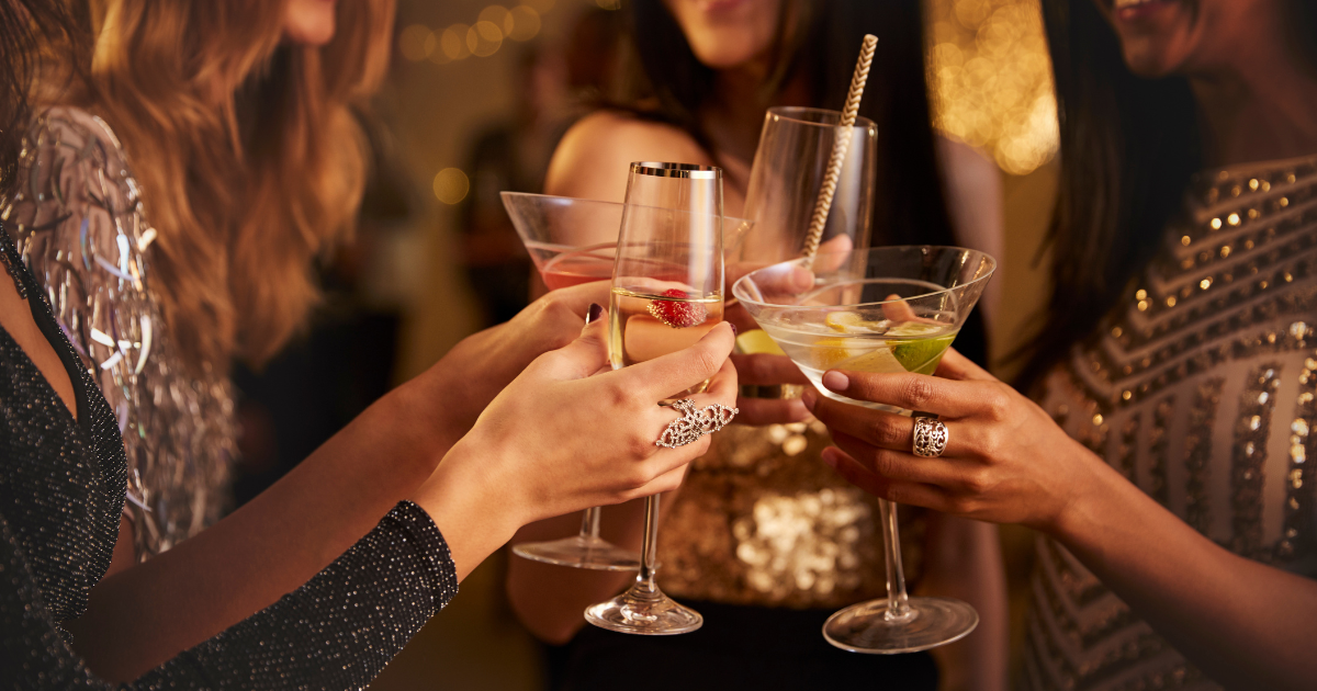 Customers drinking wine