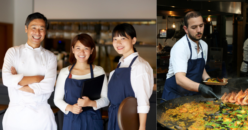 Chefs wearing comfortable kitchen uniforms