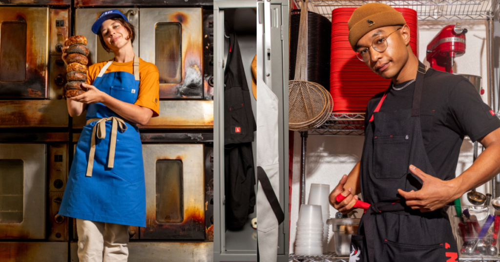 Chefs wearing comfortable kitchen jackets 
