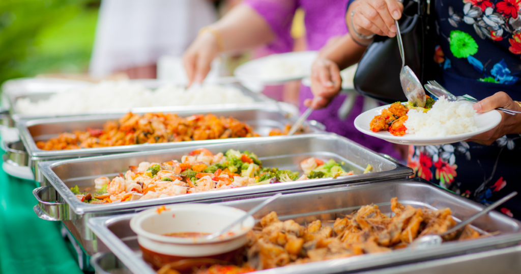 Buffet catering set for guests