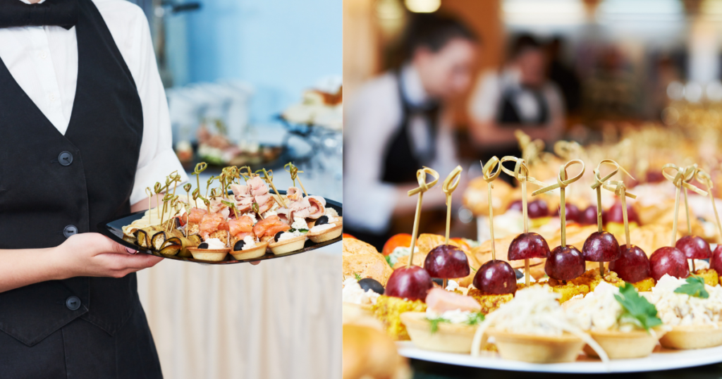 Waiter serving a plated dinner