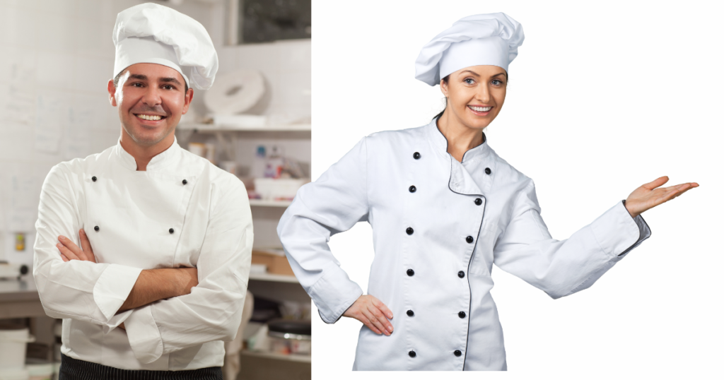 Different types of professional chef aprons 