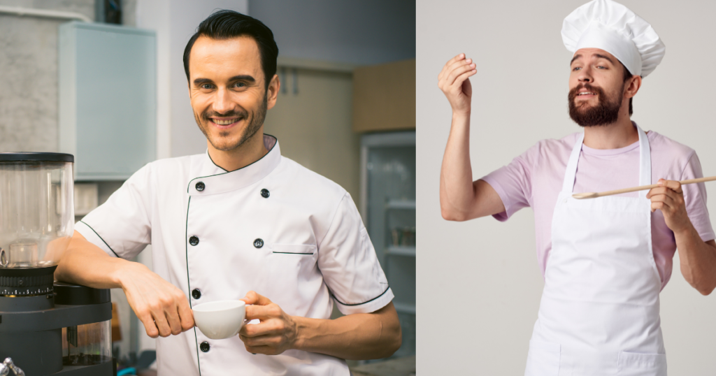 Chefs comfortably working in the right aprons 